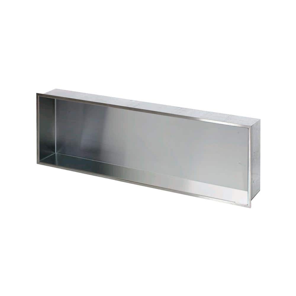 Brushed Stainless Steel 14-Inch Recessed Shower Storage Pod