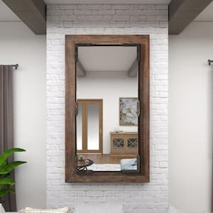 70 in. x 40 in. Brown Wood Rustic Rectangle Wall Mirror