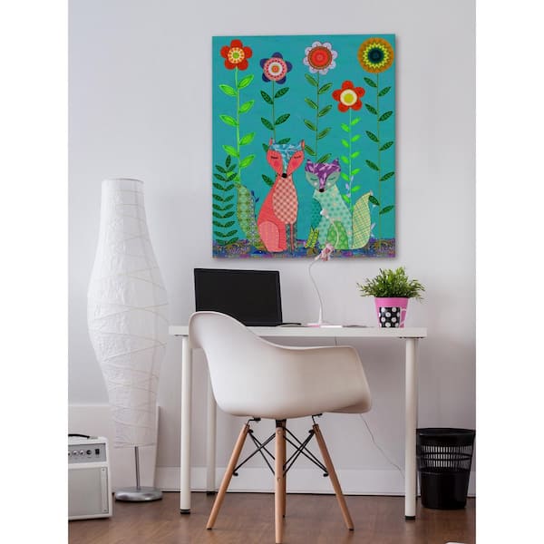 Unbranded 52 in. H x 40 in. W "Two Foxes" by Sascalia Printed Canvas Wall Art