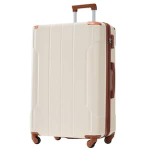 1-Piece Brown White Hardshell Lightweight Durable ABS Luggage Set with TSA Lock 28 in. (Single Luggage)