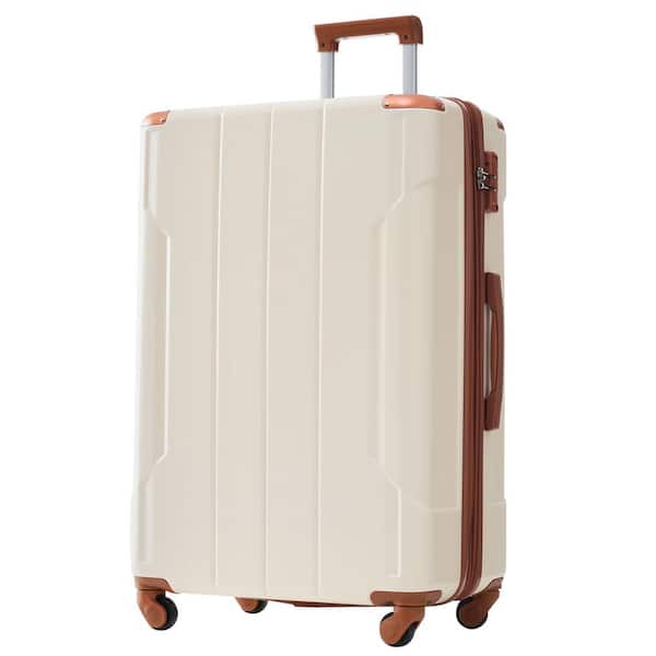 INNOBULE 1-Piece Brown White Hardshell Lightweight Durable ABS Luggage Set with TSA Lock 28 in. (Single Luggage)