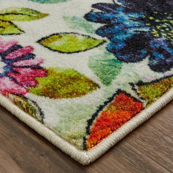 Flower Floor Mat Rainbow × Ecru村上隆フロアマット玄関マット - 玄関