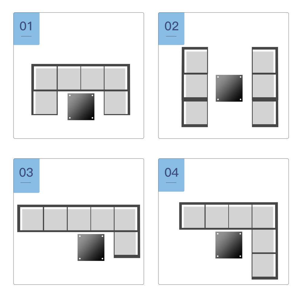 Outsunny Patio Life Ash Grey 7-Pieces Steel Plastic Rattan Patio Conversation Set with Grey Cushions - 3