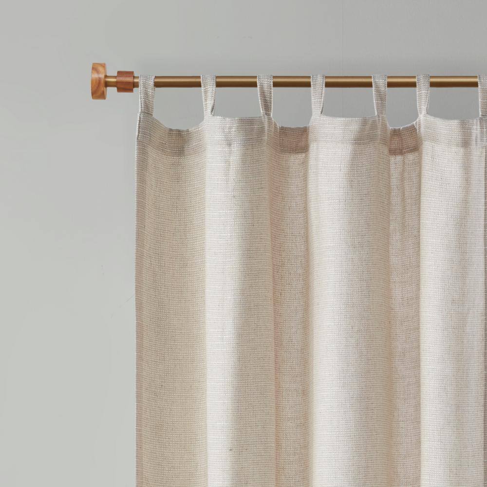 Natural Faux Linen Tab Top Light-Filtering Drapes