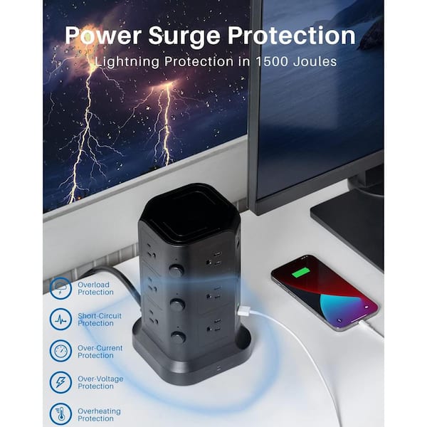 Yichuhaoxi Surge Protector Power Strip Tower 16.4 FT Extra Yichuhaoxi Surge Protector Power Strip Tower 16.4 FT Extra