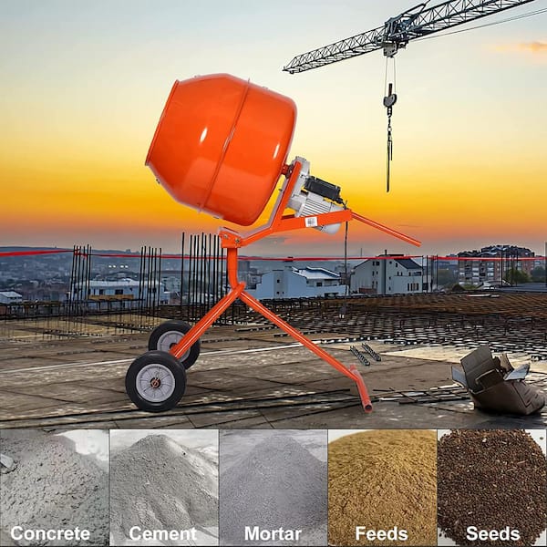 Stark 5 cu.ft Portable Electric Concrete Cement Mixer barrow Machine 1/2HP Mixing  Mortar with Wheel, Orange 