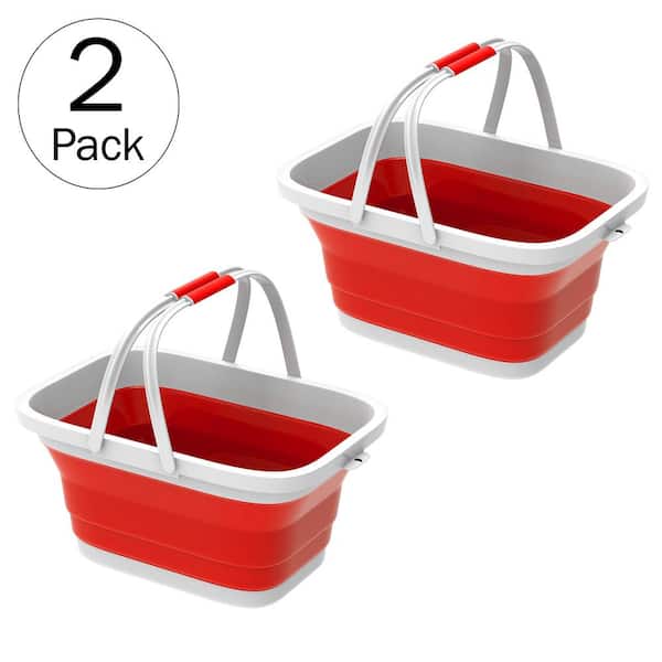Trademark Home Red Collapsible Plastic Handbasket (Set of 2)