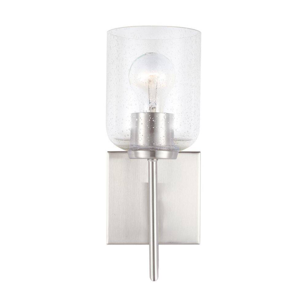 Carter Brushed Nickel Sconce with Clear Seeded Glass Shade