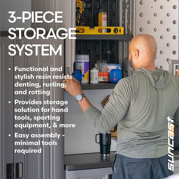 Suncast Plastic 1-Shelf Wall Mounted Garage Cabinet in Platinum