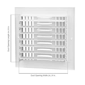 8 in. x 8 in. 4-Way Steel Wall/Ceiling Register in White