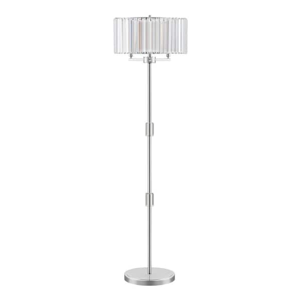 Atherton 60 in. Chrome Floor Lamp with Crystal Shade