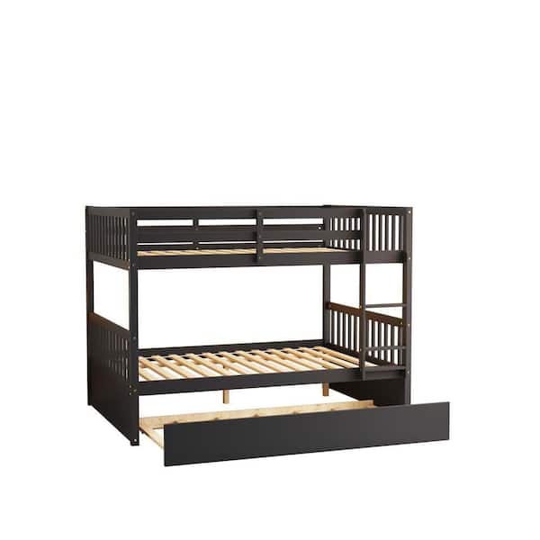 Unbranded Espresso Full Over Full Bunk Bed