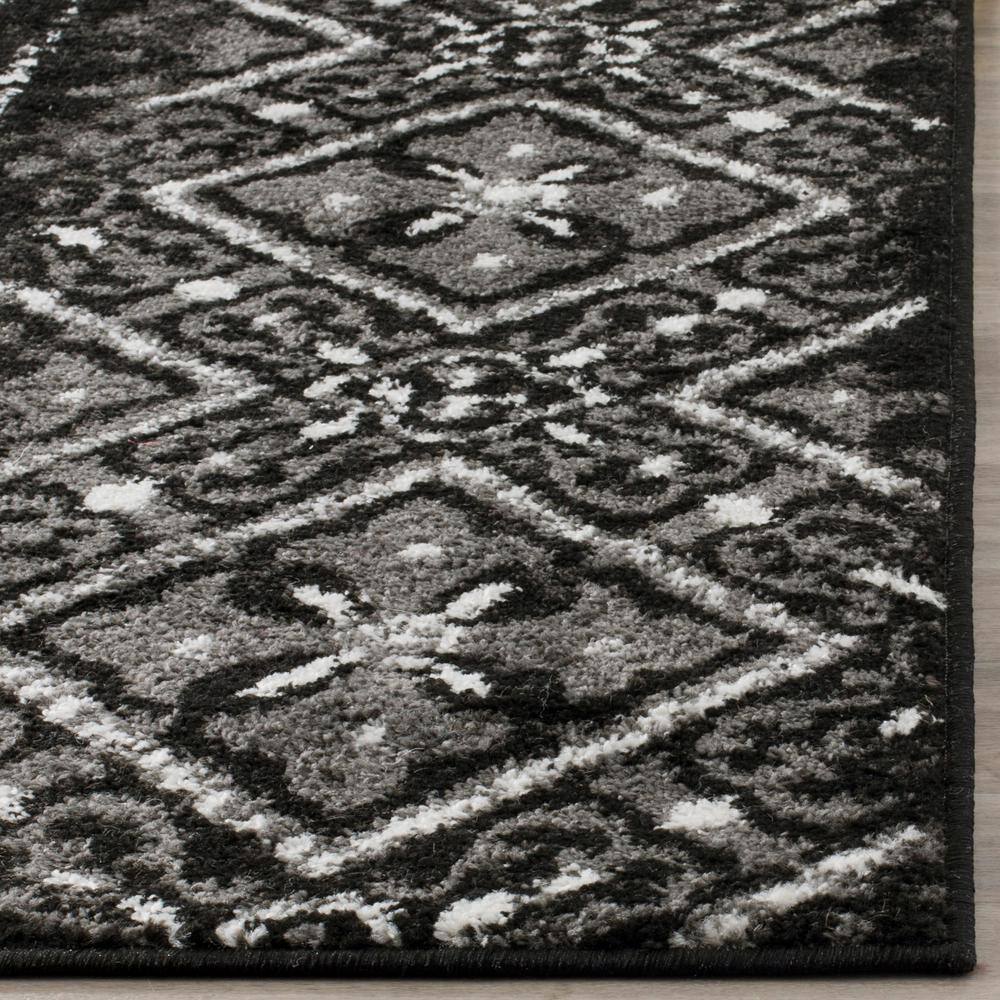 Adirondack Black and Silver 8' Square Area Rug