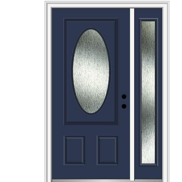 MMI Door 48 in. x 80 in. Left-Hand Inswing Rain Glass Naval Fiberglass Prehung Front Door on 4-9/16 in. Frame