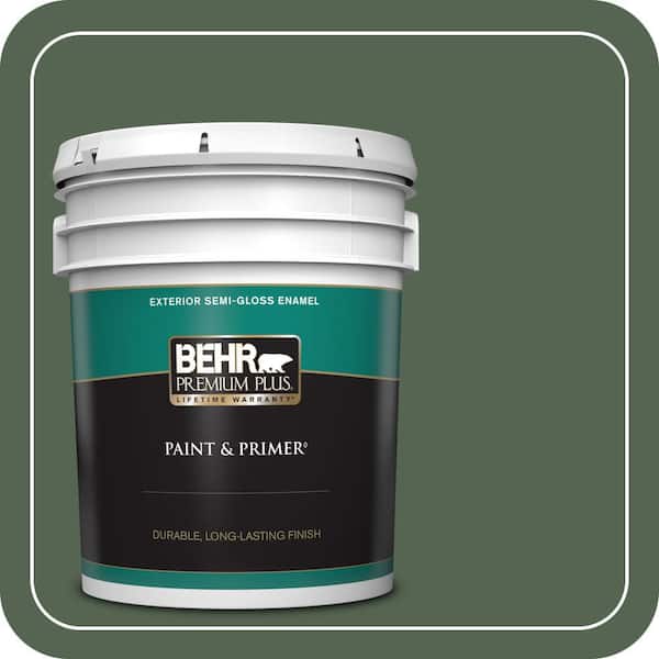BEHR PREMIUM PLUS 5 gal. Home Decorators Collection #HDC-WR15-11 Deep Emerald Semi-Gloss Enamel Exterior Paint & Primer