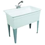 Utilatub Combo 40 in. x 24 in. 33 in. Polypropylene Floor Mount Utility Tub with Pull-Out Faucet in White