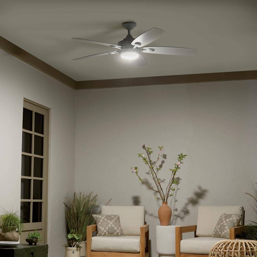 White 56-Inch 5-Blade Ceiling Fan with LED Light and Remote