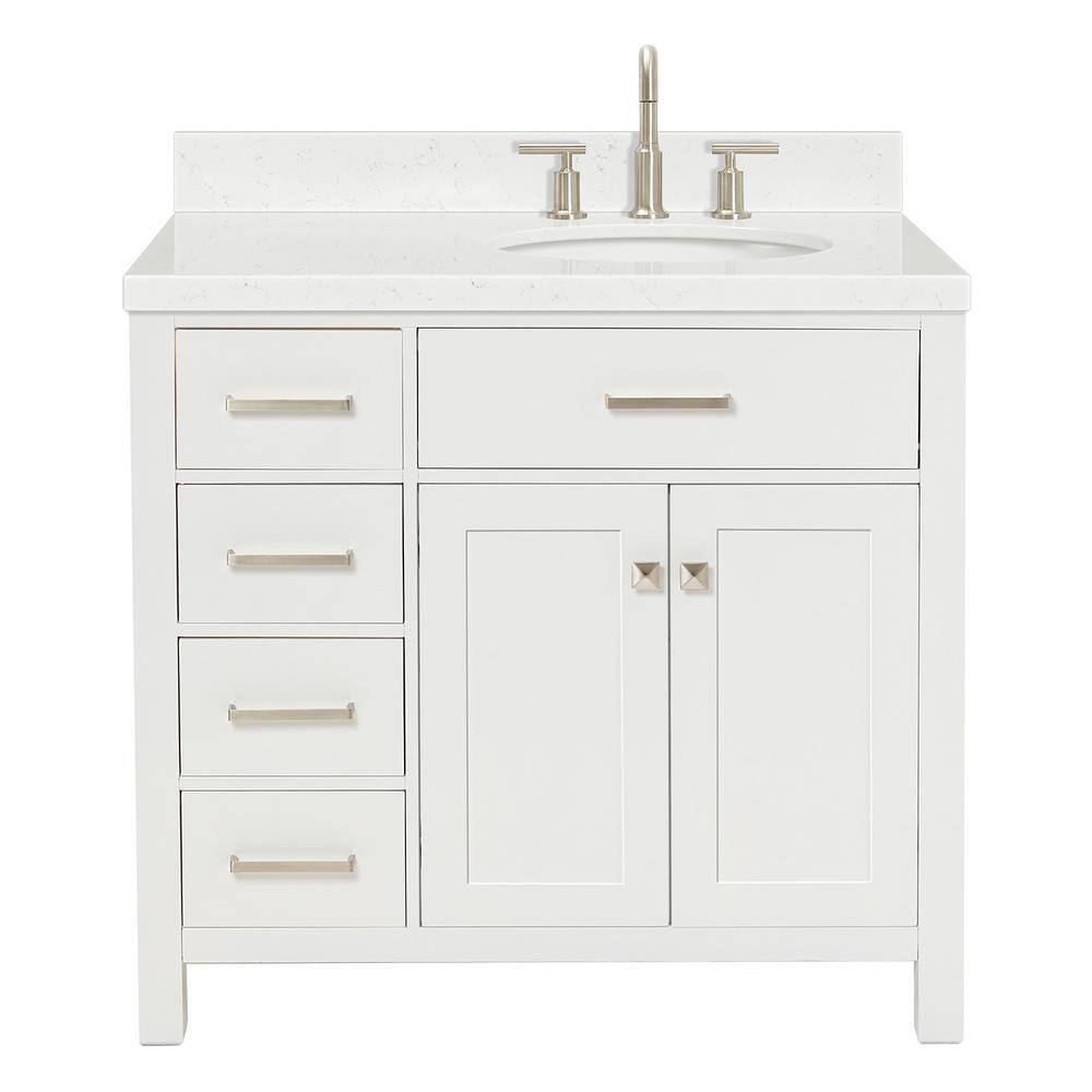 White 36" Freestanding Single Vanity with Quartz Top