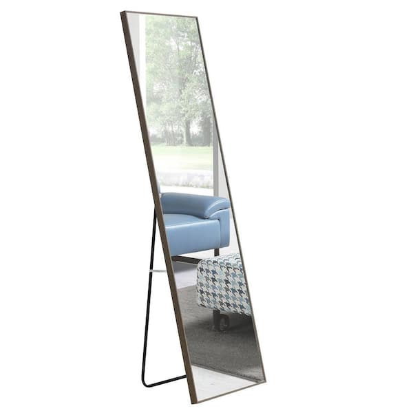 Unbranded 23 in. W x 65 in. H Large Rectangular Framed Floor or Wall Bathroom Vanity Mirror in Gray