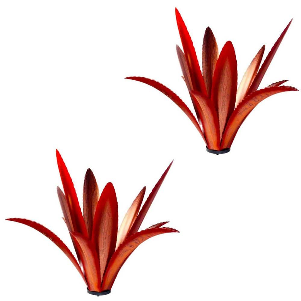 2-Pack Red Metal Agave Plant Garden Sculpture Statue, Garden Statues with 12 Leaves for Garden and Lawn price history on PriceWatchPro