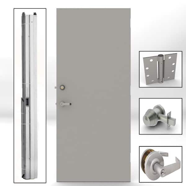 L.I.F Industries 32 in. x 80 in. Gray Flush Steel Security Commercial Door with Hardware