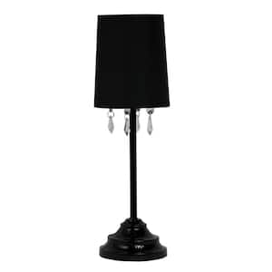 16.62 in. Black Table Lamp with Fabric Shade and Hanging Acrylic Beads