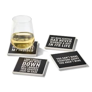 Wine Is Necessary Slate Coasters Gold Set Of 4, Square 4X4"