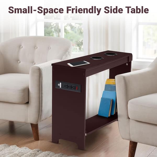 Slim side table with charging station sales