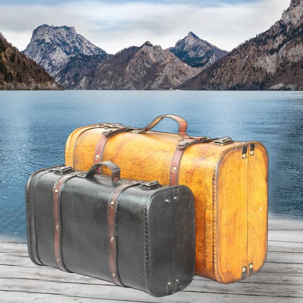 Vintiquewise 2-Colored Vintage Style Luggage Suitcase/Trunk, Set