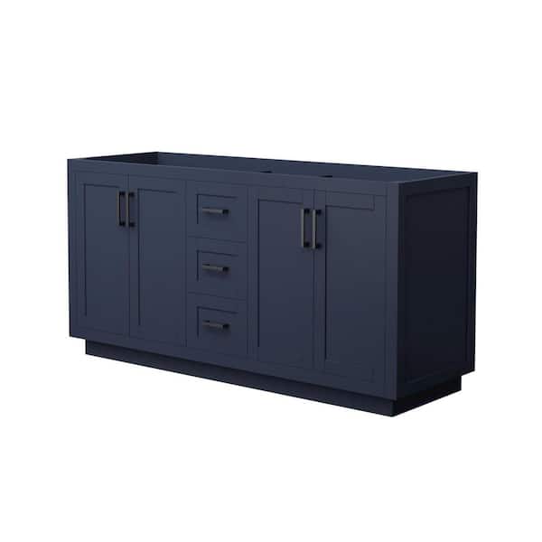 Wyndham Collection Miranda 65.25 in. W x 21.75 in. D x 33 in. H Double Bath Vanity Cabinet without Top in Dark Blue