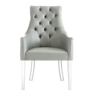 Winona Grey PU Leather Acrylic Leg Dining Chair (Set of 2)
