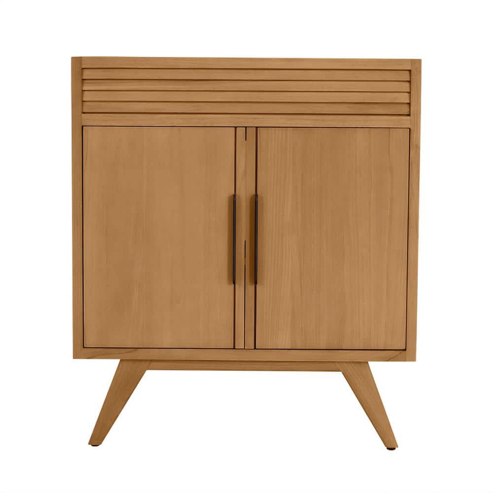 Natural Teak Mid-Century Modern Single Sink Vanity Base