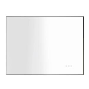32 in. W x 24 in. H Large Rectangular Metal Framed Dimmable AntiFog Wall Mount LED Bathroom Vanity Mirror in Grey