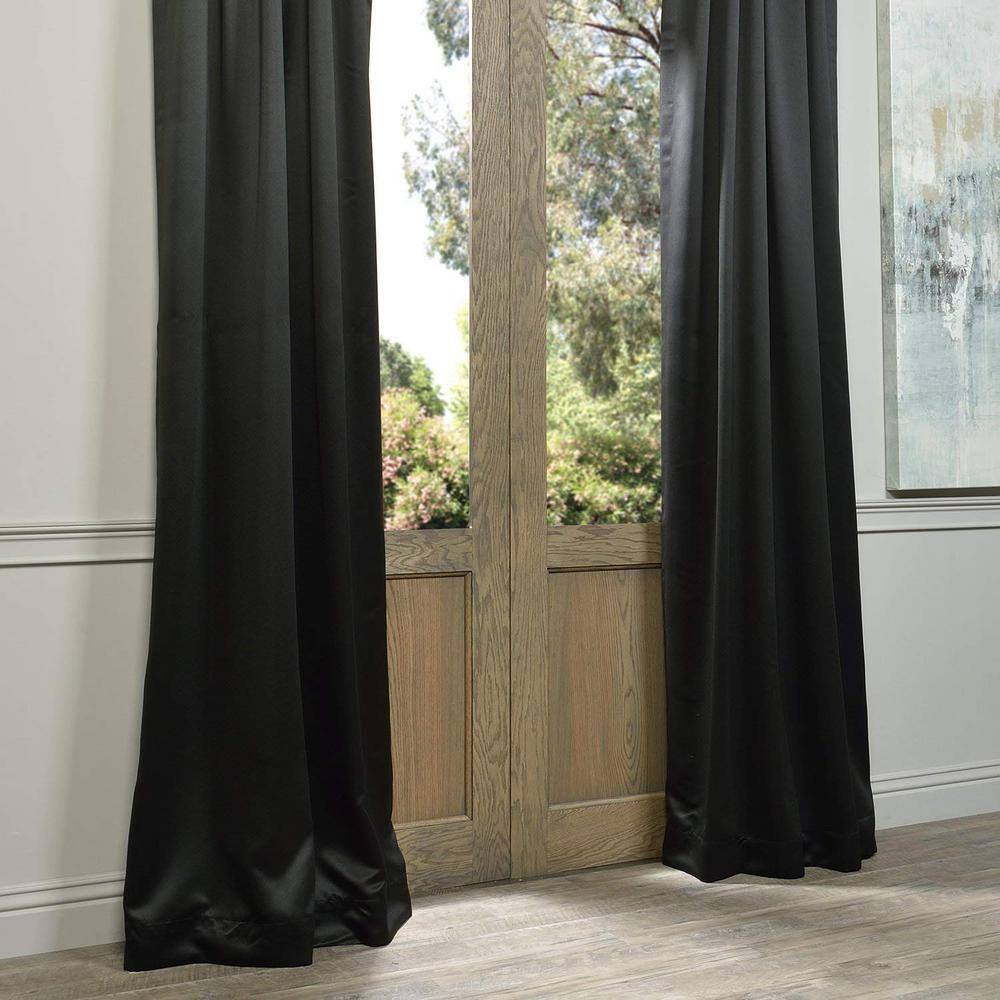 Jet Black Polyester Blackout Puddle Length Drape Panel