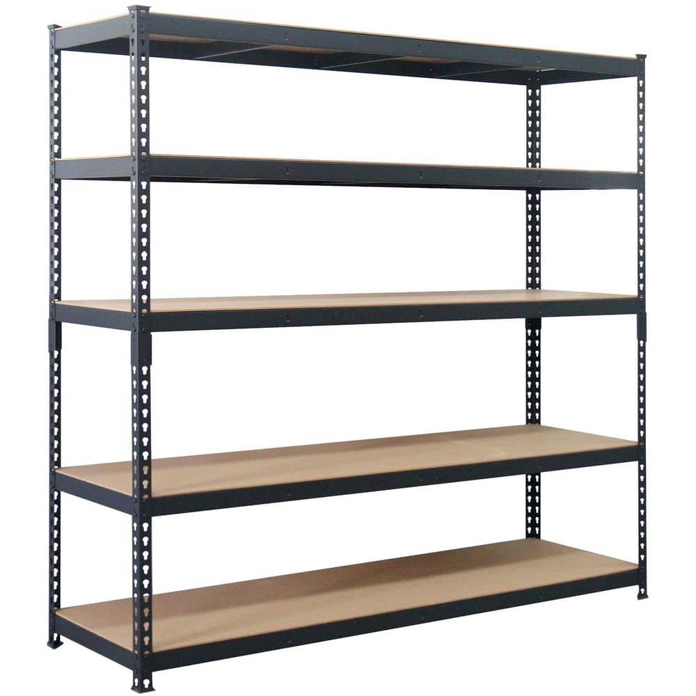 AR SHELVING Black Label 5-Tier Powder-Coated Steel Storage Shelving ...