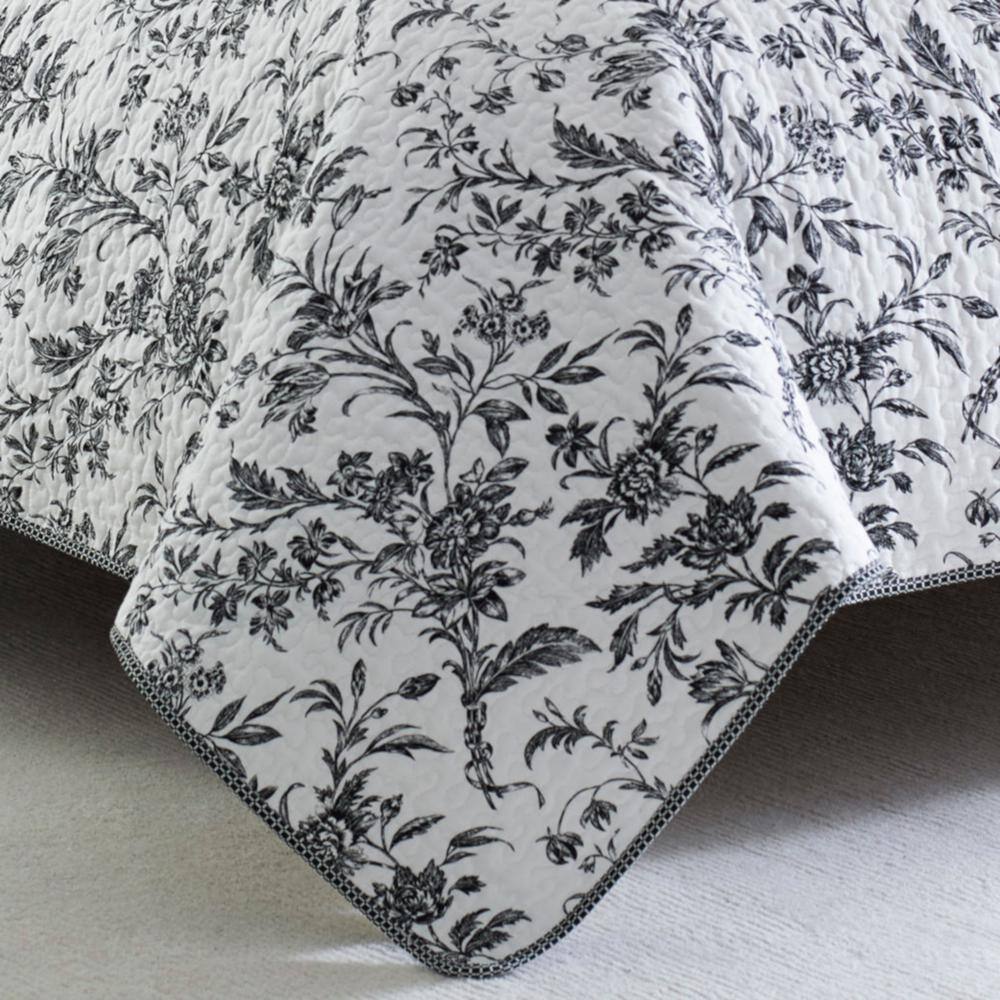 Amberley Twin Black and White Reversible Cotton Quilt Set