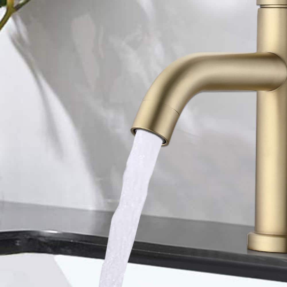 Brushed Gold Stainless Steel Single Handle Bathroom Faucet