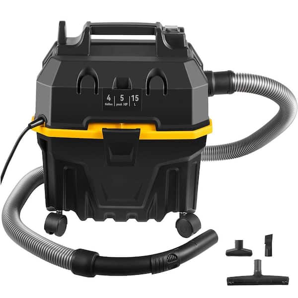 SKYSHALO Wet Dry Vac, 4 gal., 5 Peak HP, 3-in-1 Shop Vacuum with Blowing Function Portable Attachments to Clean Floor, ETL Listed