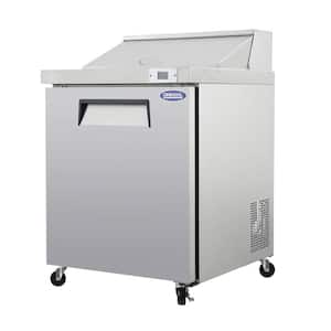 29 in 8 cu. ft. Single Door Commercial Refrigerator in Stainless Steel with Sandwich and Salad Prep Table, ETL Certified