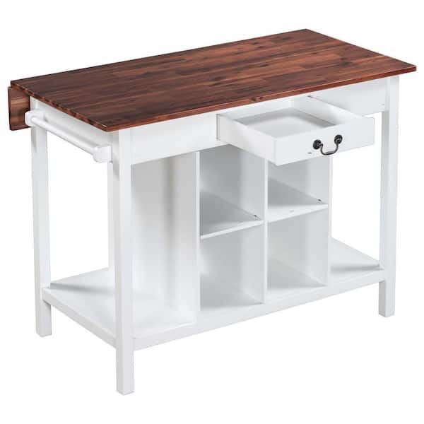 Whatseaso Drop Leaf Stationary Wood Dining Table Kitchen Island SEP110513033 The Home Depot