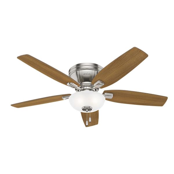 Hunter Kenbridge 52 In Led Low Profile Indoor Brushed Nickel Ceiling Fan With Light Kit 53380 The Home Depot - Low Profile Ceiling Fan No Light 52 Inch