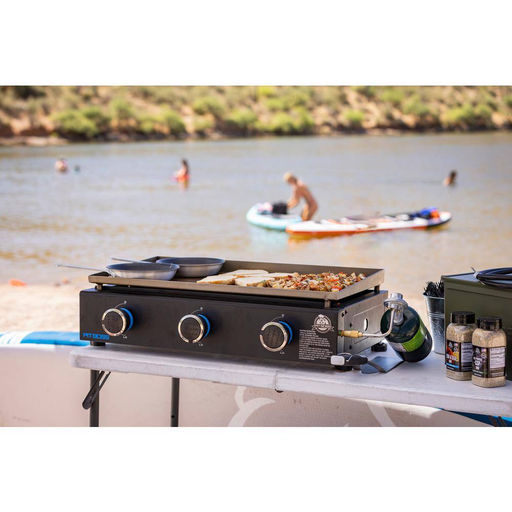 Pit Boss 3-Burner Black Propane Tabletop Gas Griddle with Cover