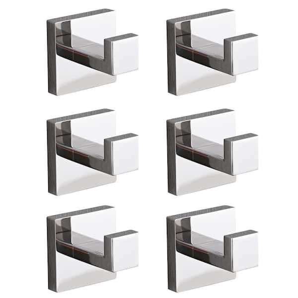 Flynama 6-Piece 2.19 in. Wall-Mounted Stainless Steel Bathroom Towel Hooks/Coat Hooks in Chrome