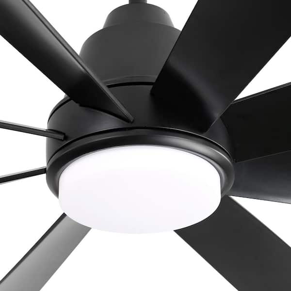 72 in. Integrated LED Indoor/Outdoor Black Ceiling Fan with Light Kit and Remote Control
