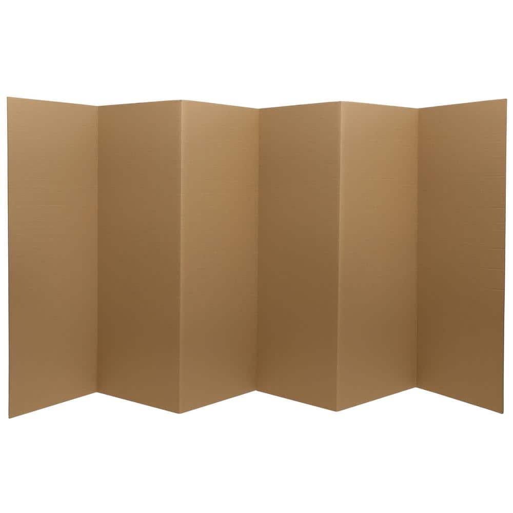 Brown Cardboard Folding Screen Room Divider - 6 Panels