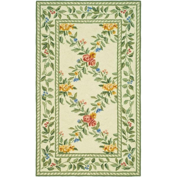 SAFAVIEH Chelsea Ivory 4 ft. x 6 ft. Diamonds Floral Border Area Rug