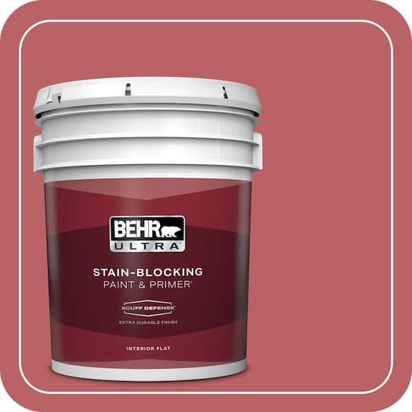 BEHR ULTRA 5 gal. #150D-6 Strawberry Rhubarb Extra Durable Flat Interior Paint & Primer