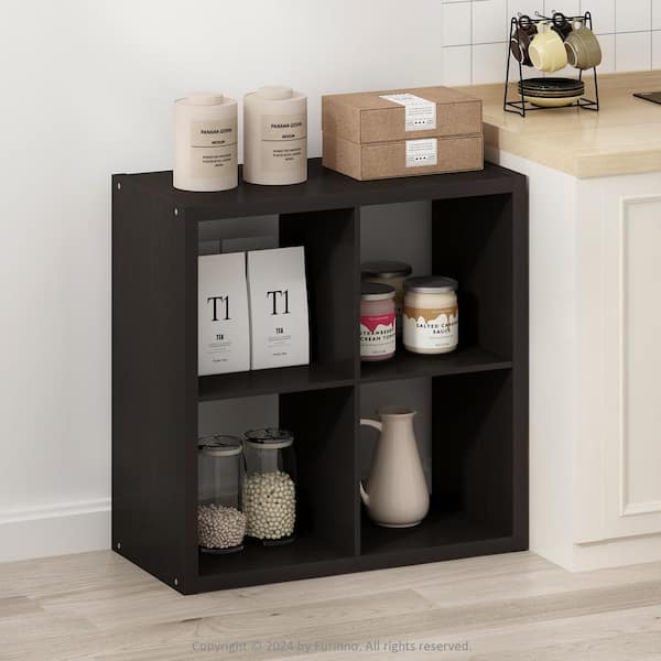 Furinno Hermite Dark Oak Wood 30 in. width Pantry Cabinet