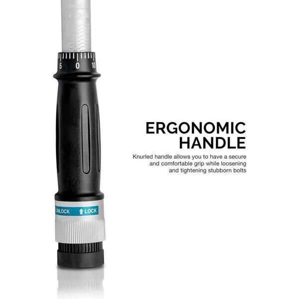 NEIKO 25 in. Adjustable Click Torque Wrench, 1/2 in. Drive SAE, Cr