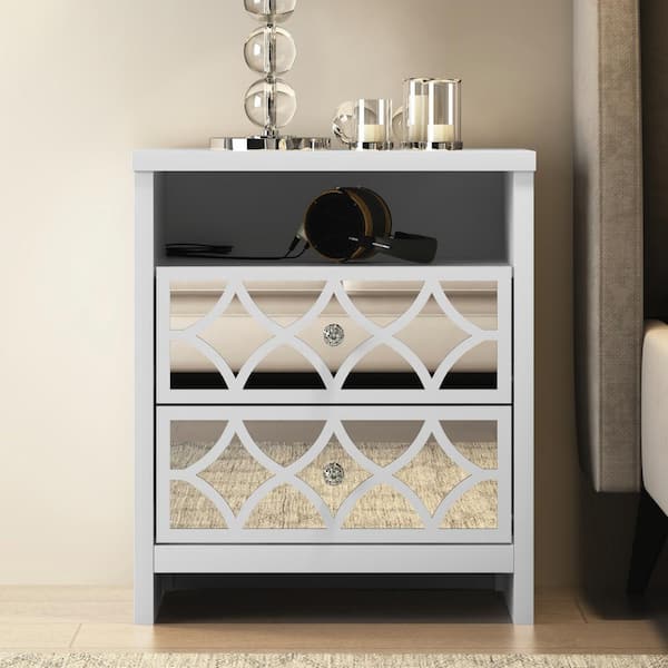 GALANO Aideliz 2-Drawer White Nightstand Sidetable Ultra Fast Assembly With Storage (26.8 in. x 22.8 in. x 15.7 in.)